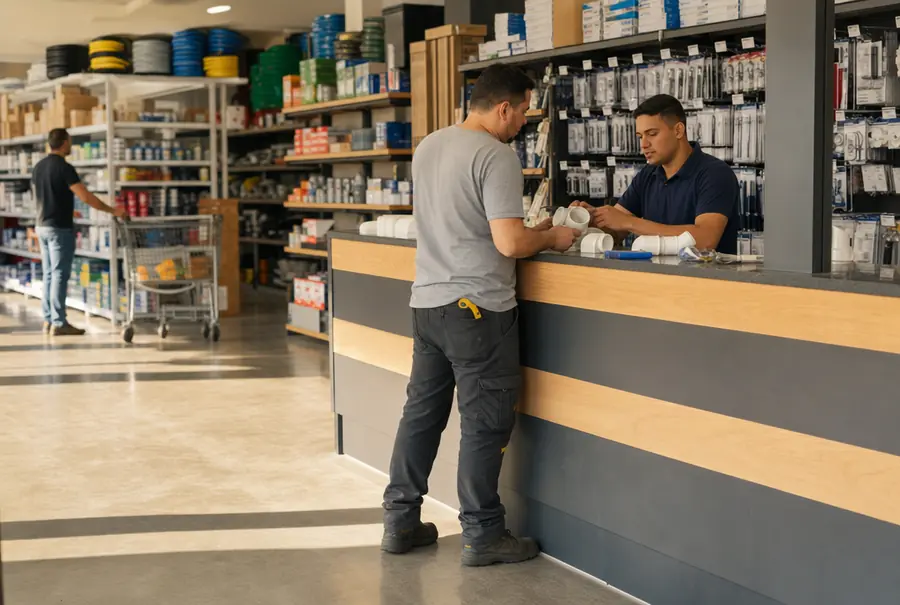 Instalador de uniforme atendido no balcão técnico